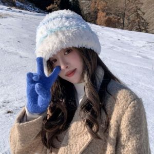 OWNNEW Plush Faux Fur Bucket Hat Cold Protection Thick Ear Flap Hat Fashion Korean Style Women Knitted Beanie Autumn Winter Wear