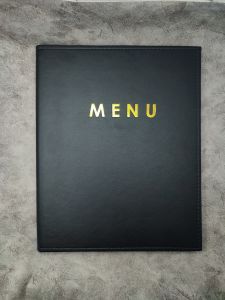 (MENU hitam) Buku menu caferestohotel model tulisan menu warna hitamready stok