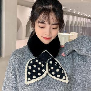 Khăn Lông Quàng Cổ Nữ Khăn Len Quàng Kèm Nơ Họa Tiết Chấm Bi dễ thương hàng hót hít Lémi Accessories