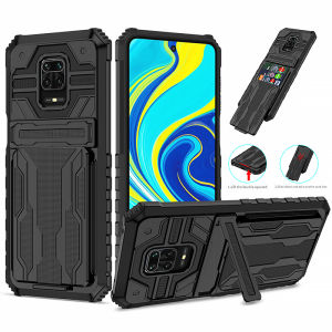 Shockproof With Wallet Card Slot Back Cover For Xiaomi Redmi Note 9 Pro 9S Note 9Pro Max Case Armor Kickstand Hard PC TPU Funda