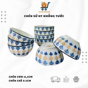 Bộ 6 10 Chén Sứ Họa Tiết Khổng Tước 11.5cm Chén Chè 9.5cm – Decor Xinh Men Bóng Cao Cấp