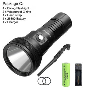 ASAFEE DT01 High End Diving Flashlight 5000LM SBT90 LED 8 Degree Beam 26650 Battery Underwater Light Professional Scuba Torch