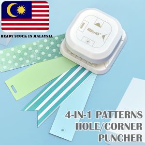 4-in-1 Patterns Hole Corner Puncher Multipurpose Paper Edge Cutter Art Craft DIY Bookmark Tags Gift Card Decorations KWT
