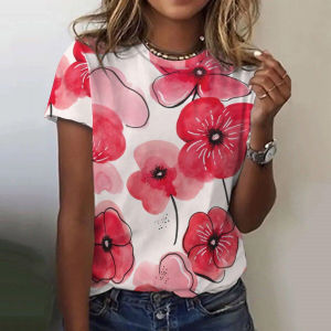 [Local Stock] ZEEMIN Beautiful Flower 3D Print T-shirts Women Streetwear Casual Fashion Y2k Short Sleeve T Shirt O-neck Kids Tees Tops Clothing