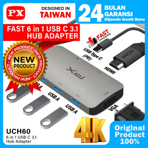 USB Hub Type C 3.1 Converter Adapter to HDMI 4K VGA USB 3.0 Macbook  Ipad Laptop Asus Lenovo Thunderbolt 3 PD Charging Multiport 6 in 1 PX UCH60