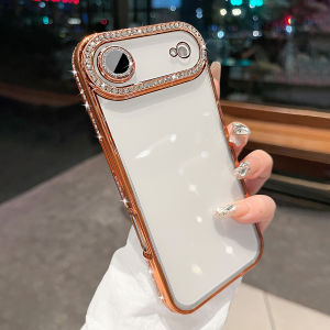 Luxury Sparkling Rhinestone Plating Clear Phone Case For iPhone 17 Air 16 15 14 Plus 13 12 11 Pro Max 17E 16E Shockproof Cover