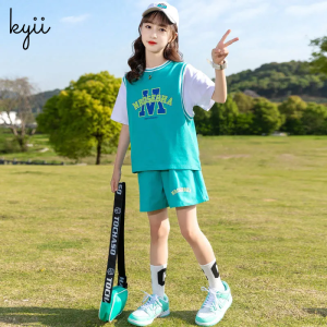 KYII Girls set two-piece Short Sleeve top children Set ky22280