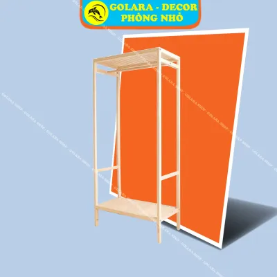 Tủ Treo Quần Áo 2 Tầng 🔅 Free Ship 🔅- Kệ Treo Quần Áo Lắp Ráp Gỗ Thông Mỹ - Shelf Hanger 2F KT 80cm x 35cm x 145cm