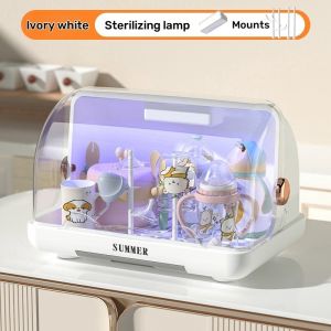 Baby Tableware Sterilizing Storage Box with Drying Rack Dustproof Food-Grade Organizer