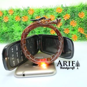 gelang akar bahar merah ukir naga galak lentur