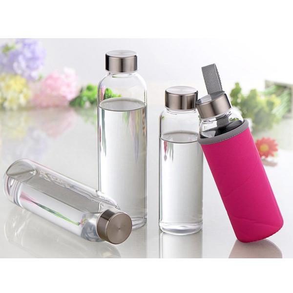 BPA Free Glass Water Bottle with Protective Sleeve Bag 380ml, Korean