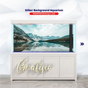Stiker Background Aquarium Motif Gunung & Laut Mountain