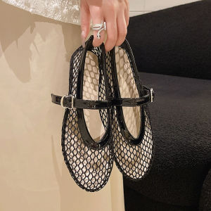 Womens Flat Shoes Round Toe Soft Sole Mesh Fashion Mary Jane Shoes