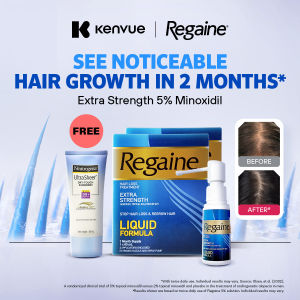 [Bundle of 2 + 1] Regaine Extra Strength 5% Minoxidil Stop Hair Loss & Regrow Hair Solution 60ml x2 + Neutrogena Sunscreen SPF50 88ml