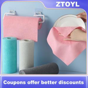 【ZTOYL】 1 Roll 20pcs Microfiber Cleaning Cloths Reusable Lint-Free Towels For Kitchen Super Absorbent Quick-Dry Kitchen Towels