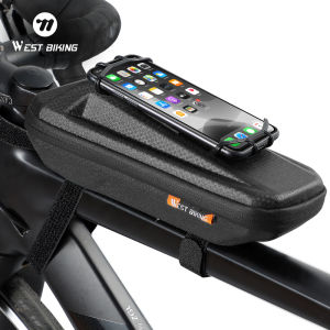 WEST BIKING Xe đạp phía trước túi với giá để điện thoại Túi xe đạp điện thoại chống nước núi Túi túi sườn trên