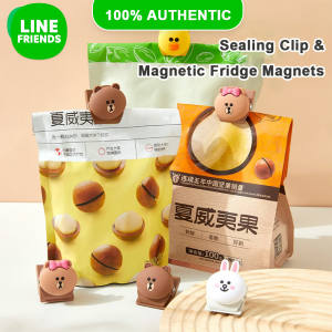 100% Authentic Line Friends Food Freshness Sealing Clip Magnetic Fridge Magnets Moistureproof Snack Klip Seal Clamp BROWN CONY SALLY LFB109