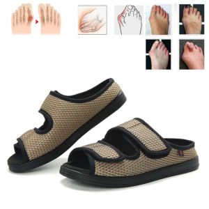 ZeiSongs 2026 Women Men Sandals Summer Diabetes Shoes Fat Thumb Instep Height Foot Code Middle-Aged Elderly Sandals Adjustable Slippers Plus Size 35-42