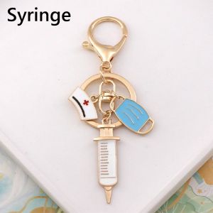 Topi Stetoskop Mini Gantungan Kunci Kartun Topi Suster Paduan Liontin DIY Gantungan Kunci