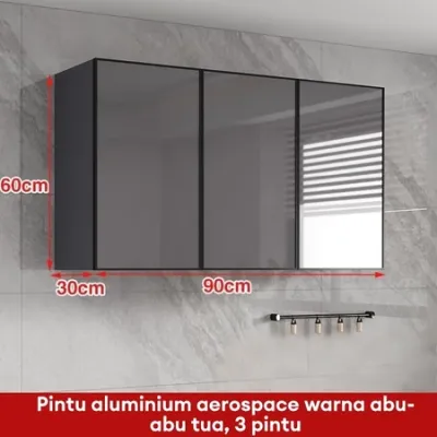 Lemari Dapur Gantung Minimalis dengan Bingkai Aluminium Rak Penyimpanan Serbaguna Kabinet Dinding Modern Pintu Tertutup