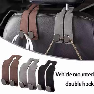 Dual Car Headrest Hook Premium Suede Back Seat Hanger 20KG Heavy Duty Alloy Hook Universal 2 in 1 Design for Vehicles