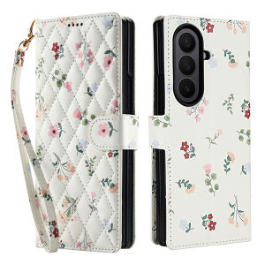 Cases Flip For Samsung Galaxy Z FOLD 7 Case Flip S25 Edge Flip Cover Galaxy FOLD 6 Card Holder Cover Flip S24 Ultra S23 Plus S22 FE Flower Small Floral Print Cases Flip open Covers Water Leather
