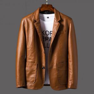 Fatai Mens Slim Leather Jacket for Handsome Flight Suit in Spring and Autumn Suit for Men