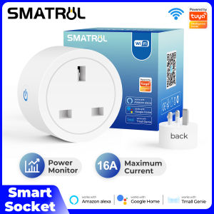 SMATRUL Smart Wifi Plug 16A 20A wifi Socket Switch with RF433 mhz Power monitor Remote Control WiFi Sockets Compatible for Alexa/Google Home Assistant UK Plug
