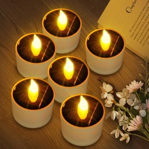 Waterproof LED Solar Candles Candle Tea Light Flickering Flameless Candles Outdoor Garden Solar Lamp