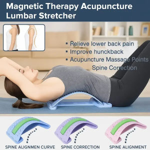 磁疗针灸按摩腰椎拉伸器 Magnetic Therapy Lumbar Stretcher Soothing Lumbar Support Herniated Disc Therapy Non Surgical Pain Relief Back Stretcher Posture Corrector Lumbar Support Scoliosis Correction Massage Function Adjustable