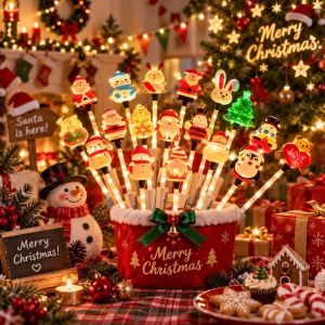 DITIPOO Ông già Noel Que phát sáng cầm tay Cây Người tuyết Cây đũa phép phát sáng Đồ dùng trang trí cho các buổi tiệc. Thỏ Gậy phát sáng LED Giáng sinh Tiệc Giáng sinh