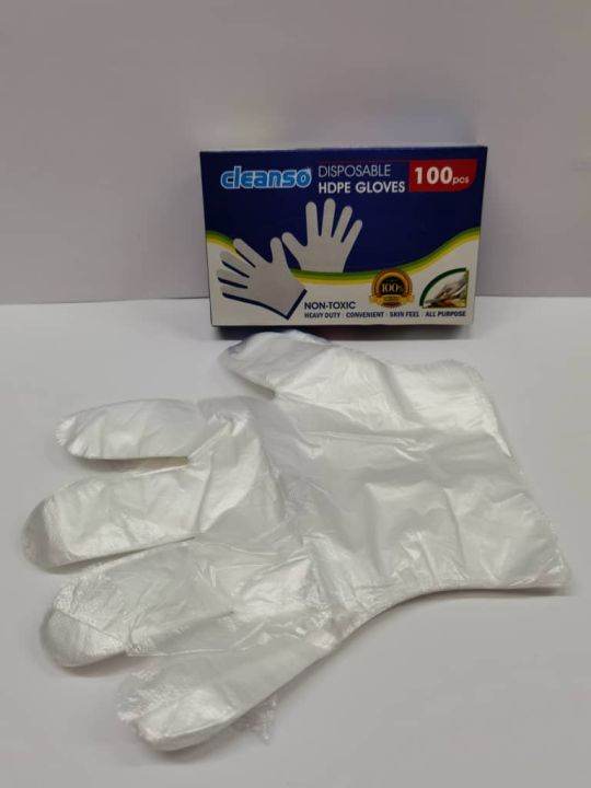 Cleanso Disposable HDPE Plastic Hand Gloves 100pcs Lazada