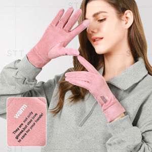 Sarung tangan tebal Sarung Tangan Olahraga Luar Ruangan Wanita Musim Dingin Anti Angin Anti Dingin Pelindung Sepeda Listrik Anti Selip dengan Layar Sentuh untuk Wanita.