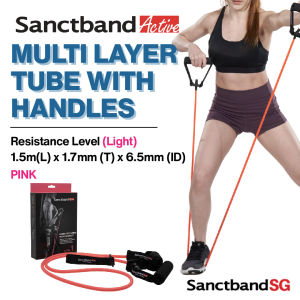Sanctband Active Resistance Tubing Multi-Layer Exercise Tube 1.5m Length Light Resistance Band Pink Exercise Tubing