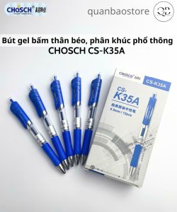 Bút gel bấm thân béo có đệm cao su 0.5mm. Chosch CS-K35A mực xanh đỏ đen.