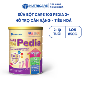 Sữa Bột CARE 100 GOLD PEDIA Nutricare Hỗ Trợ Tăng Cân Tiêu Hoá Khoẻ Chứa Sữa Non 24h Cho Bé Từ 0-10 Tuổi 850G