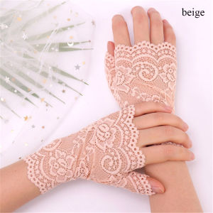 FLYING Spring Summer Sunscreen Half Finger Lace Gloves Driving Gloves Short Gloves Fingerless Mittens