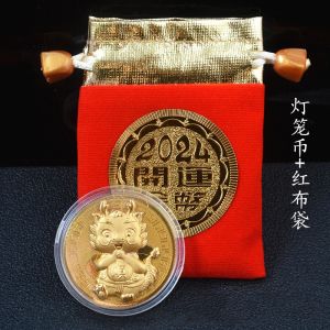 2024tahun Naga Koin Keberuntungan/Souvenir Gold Coin 5cm/Koin Emas Keberuntungan/Tahun Naga Uang/Koin Hadiah Hadiah Koleksi Tahun Baru