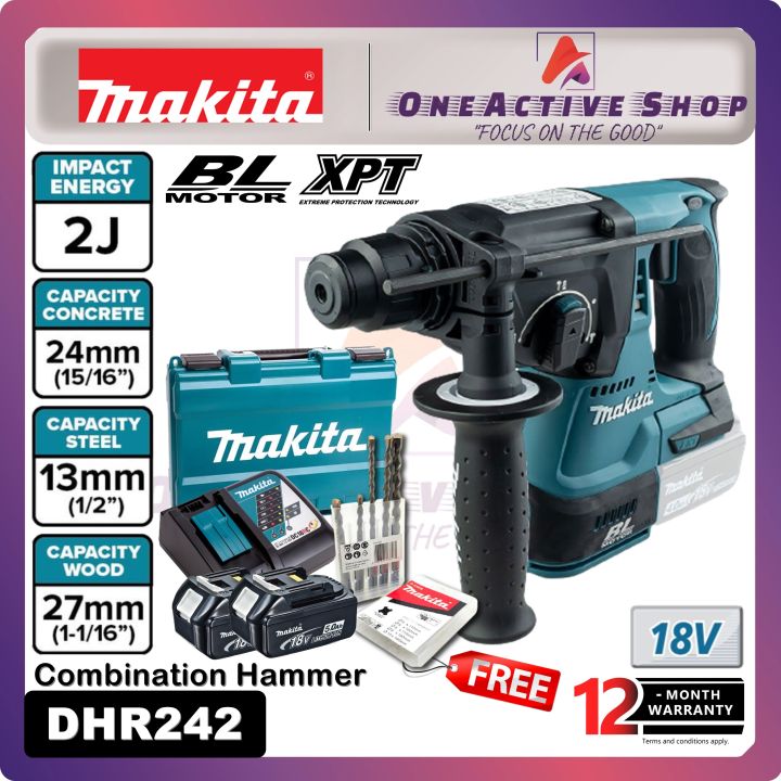 MAKITA 18V Brushless Combination Hammer DHR242 1 Year Warranty