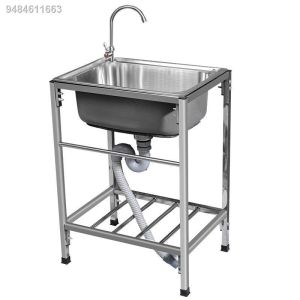 304 Stainless Steel Lababo Sink Set Kitchen Sink Cabinet Set with Faucet Washing Basin Movable Lavatory Sinks Durable
