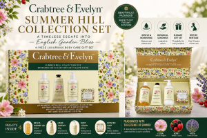 Crabtree & Evelyn Summer Hill Collection Set Body Care Gift Set Bath Gel Lotion Hand Cream Soap 4pcs