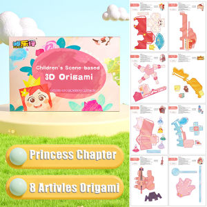 3D Origami Toys For Kids Quiet Book Sticker Origamis Books Dinosaur Princess Theme 8PCS