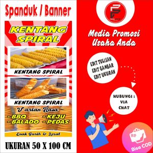 Spanduk Kentang Spiral / Banner Jajanan Kentang / Spanduk Jajanan Ukuran 50 x 100 cm