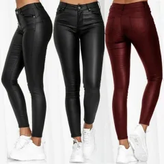 Slim Pu Leather Leggings Women Sexy Spring Autumn Black High Waist