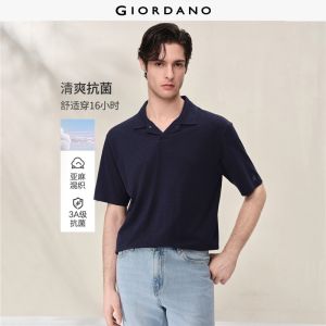 Giordano Men Women Linen Polo Shirt Free Shipping 01016459