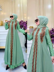 ZIFA FASHION // COD // MONA DRESS ABAYA // ARABIAN DRESS JERSY MIX CRUTY // GAMIS ARAB HITAM BESTSELLER TERBARU // *DZ