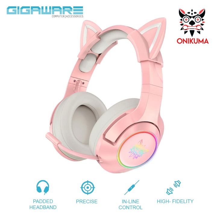 Onikuma K9 WIRED Gaming Headset with Removable Cat Ears Noise