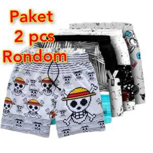 TERMURAH!!! 50 RIBU DAPAT 5 PCS CELANA BOXER MOTIF KARAKTER ONE PEACE TERBARU KOLOR PRIA DEWASA