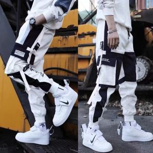 Naimo White Pants Mens Summer Overalls Loose All-match Thin Nine-point Sports Leggings Casual Trousers