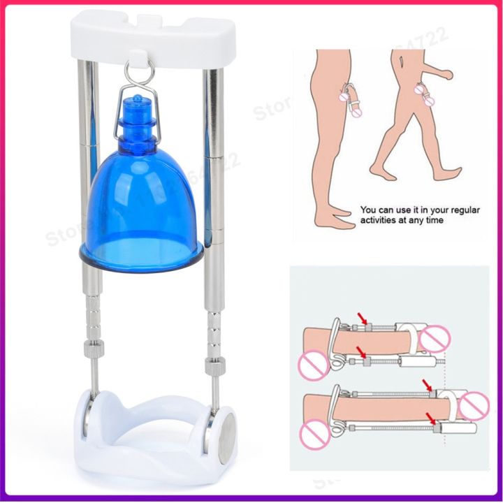 Men's Blue Penis Stretcher & Enlarger - Vacuum Cup Extender With Silicone Comfort
